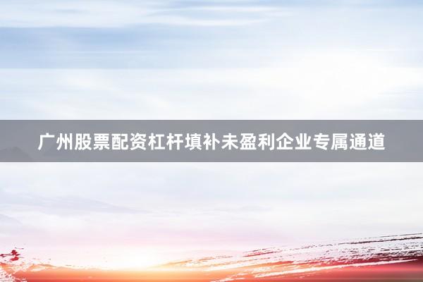 广州股票配资杠杆填补未盈利企业专属通道